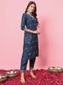 Pushp Silk Blend Kurta and Trouser Set with Organza Dupatta thumb 2