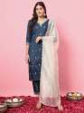 Pushp Silk Blend Kurta and Trouser Set with Organza Dupatta thumb 3