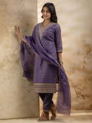 Sanjana Women Kurta and Pant Sets Chanderi Silk Blend