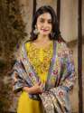 Satrangi Lemon Embroidered Viscose Rayon Straight Suit Set thumb 3