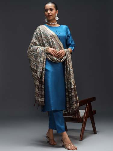 teal top bottom duppta set manufaturer 