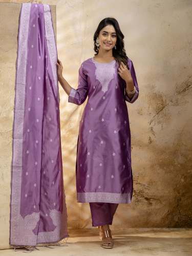 Tejomee Women's Embroidered Cotton Blend Kurta Pant Sets with Dupatta