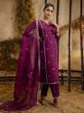 Women's Embroidered Silk Blend Calf Length Straight Kurta Dupatta Set thumb 2