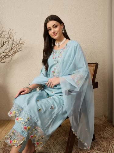 Viscose Roman Silk Kurti Set