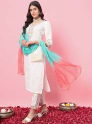 white top bottom duppta set 