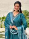 Women Kurta and Pant Dupatta Sets Silk Fabrics with Embroidery  thumb 1