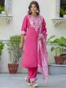 Women's Embroidered Silk Straight Kurta Trouser with Dupatta Set thumb 2