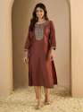 Women's Viscose Rayon Straight Sequence and Embroidered Kurtis
