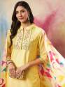 Yellow Anokhi Women Kurta and Trouser Duppata Set chanderi modal Butti thumb 3