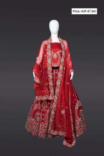 Scarlet Majesty Lehanga   Mehar-a-Gulabi by Asiaz