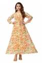 Fancy Georgette Yellow Floral Printed Dress thumb 2