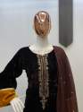 Velvet Sequence Embroidery Work Palazzo Suit thumb 3