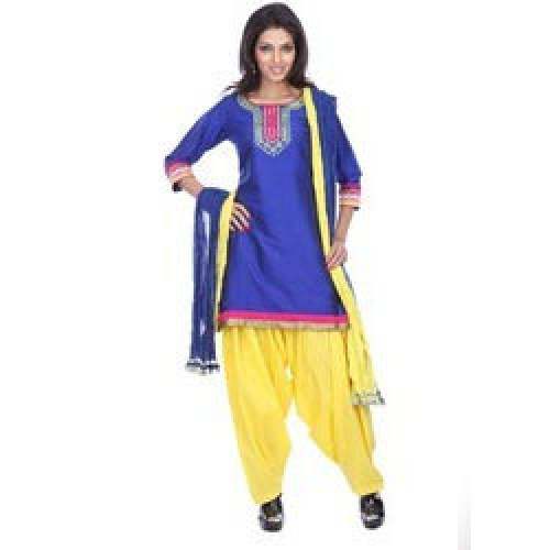 Designer Blue and Yellow Patiala Suit 