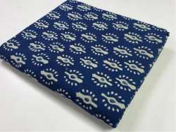 Indigo Block Printed Pure Cotton Fabric 