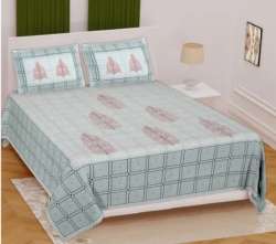 Sanganeri printed Jaipur cotton bedsheets  with 2 pillow cover