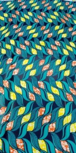 Blue Cotton African Wax Printed Fabric by tisha tex