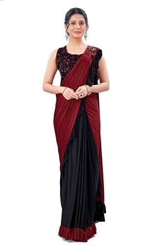 Buy Solid Lycra Ready Made Saree By TexStile Brand by TexStile Arena