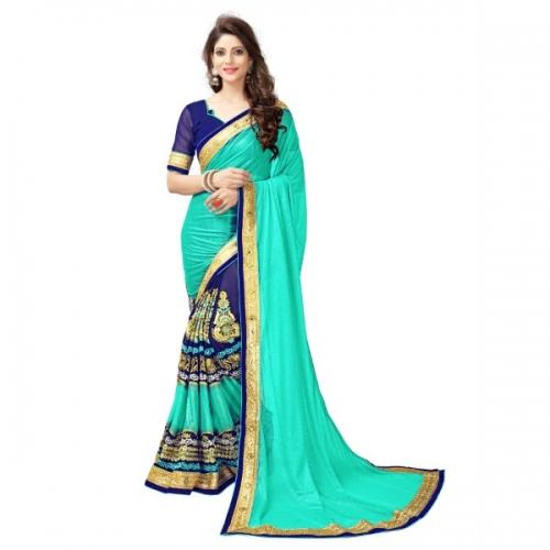 Designer Georgette Sky Blue Sarees