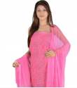 Fancy Pink Cotton Voil Chikan Dress Material  thumb 1