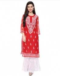 Lucknowi Chikan Kurti With Sharara By Nazaqat 