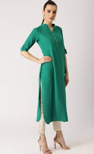 Rayon cross fabrics Plain Kurtis by Radhika Dresses