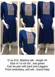 Royal Blue Muslin Silk Kurti 