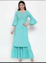 Sky Blue Sharara Style Kurti Set 