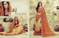 bandhani print and embroidary saree