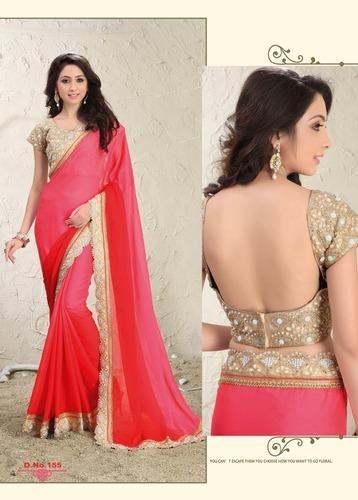 designer saree with  readymade blouse by HET CREATION