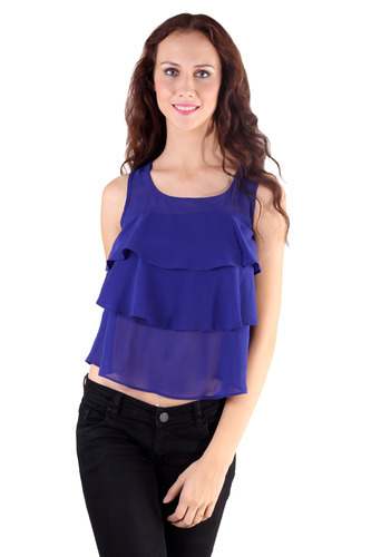 Exclusive Blue Ruffle Crop Top for Girls