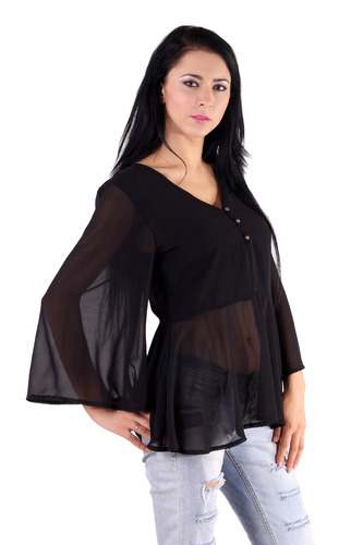 Fancy Black Peplum Girlish Top  by Gugg Designs Llp