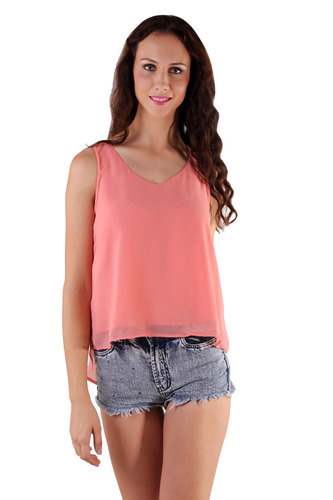 Plain Peach Color Crop Top