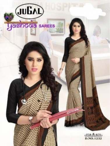Fancy Italian Crepe Uniform Saree At Wholesale