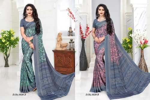 Printed Crepe Uniform Saree