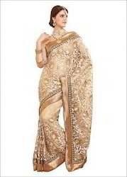 Golden Embroidered Sarees