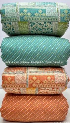 Foil Print Chanderi Fabric  by hardi internationals