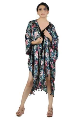 Women Cotton Printed Poncho by Sam Inc