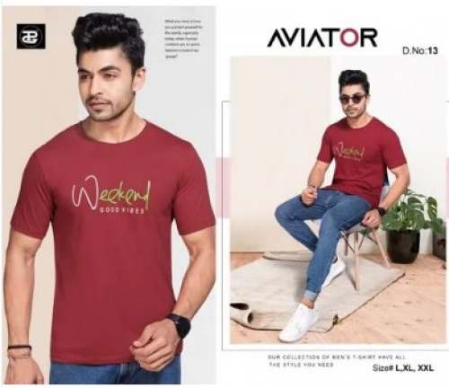 Aviator Men Printed Round Neck T shirt  by Priya Garments