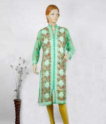 Fancy Sea Green Chikan work Kurti