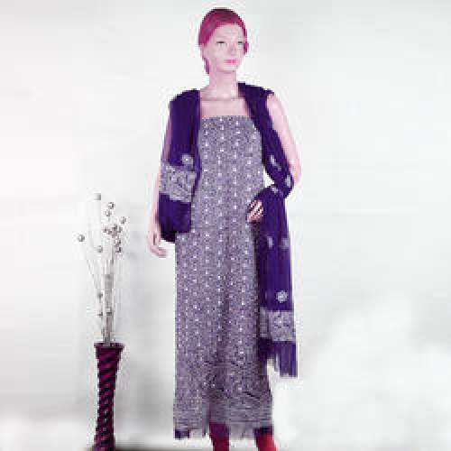 Purple Chikankari Dress Material