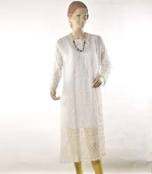 White Chikan work Kurti