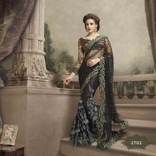 Heavy Net Embroidered Party wear Saree by RAJSHRI FASHIONS