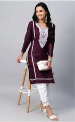 Casual Wear V neack Cotton Designer Kurtis 