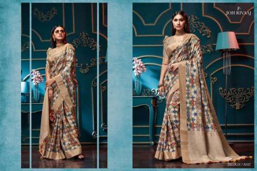  Organza Printed Saree by Joh Rivaaj Jyoti Series by SHREE MEENA CREATION PVT LTD