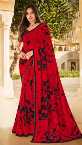 Buy Laxmipati Red And Black Georgette Saree
