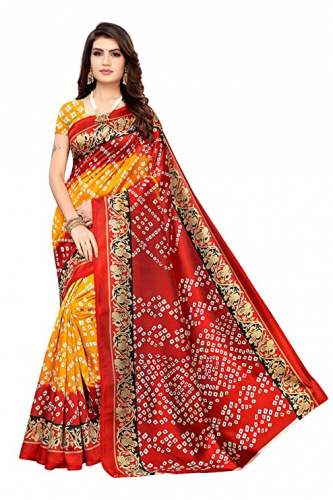 Get Bandhani Art Silk Saree By Riti Riwaz by Riti Riwaz Sarees