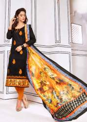 Black And Orange Color Salab Cotton Salwar Kameez