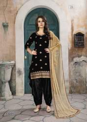 Black Color Velvet Patiala Salwar Kameez