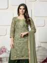 Green Color Organza Suit With Plazzo thumb 1