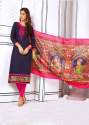 Navy Blue And Pink Salab Cotton Salwar Kameez